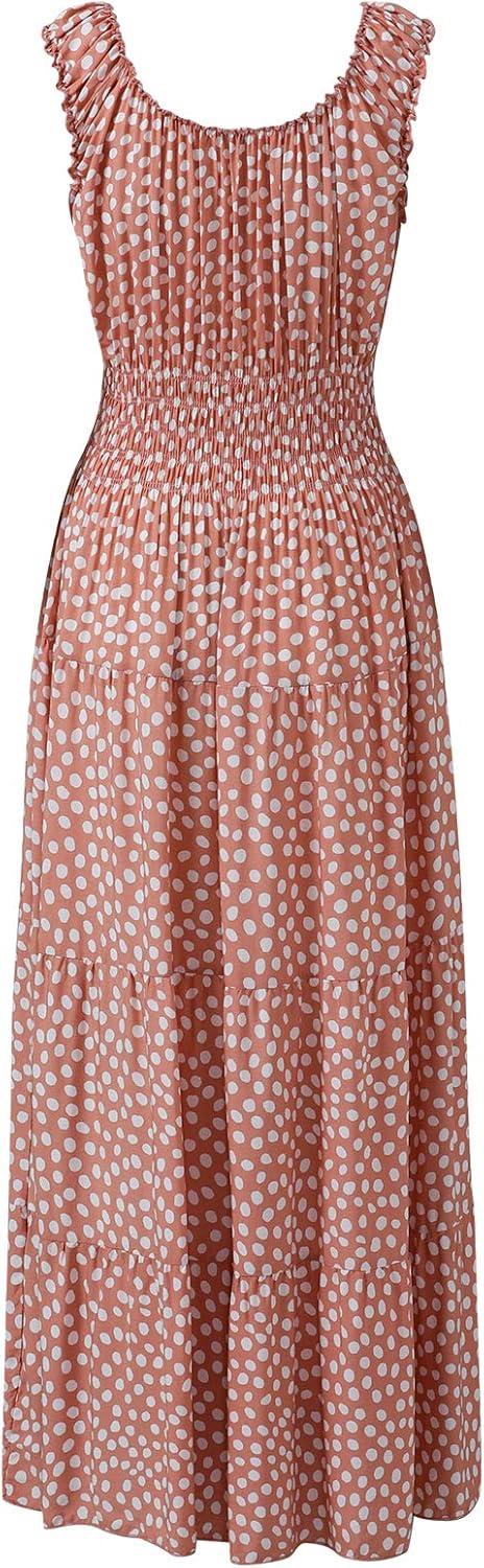 imageOSTOO Womens 2025 Summer Boho Floral Print Tiered Casual Flowy Long Maxi DressPink