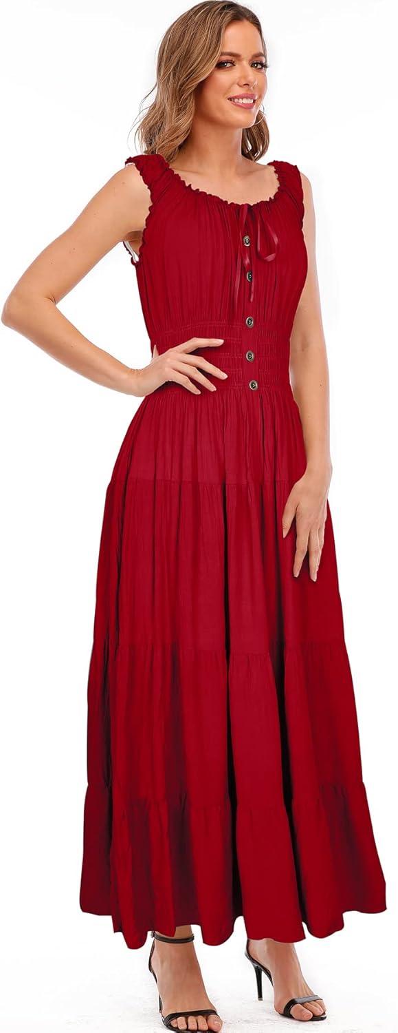 imageOSTOO Womens 2025 Summer Boho Floral Print Tiered Casual Flowy Long Maxi DressRed
