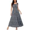 imageOSTOO Womens 2025 Summer Boho Floral Print Tiered Casual Flowy Long Maxi DressBlack