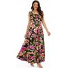 imageOSTOO Womens 2025 Summer Boho Floral Print Tiered Casual Flowy Long Maxi DressBlack Flowers