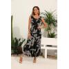 imageOSTOO Womens 2025 Summer Boho Floral Print Tiered Casual Flowy Long Maxi DressBlack Leaf Flower