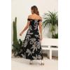imageOSTOO Womens 2025 Summer Boho Floral Print Tiered Casual Flowy Long Maxi DressBlack Leaf Flower