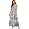 imageOSTOO Womens 2025 Summer Boho Floral Print Tiered Casual Flowy Long Maxi DressBlue Cashew Floral
