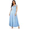 imageOSTOO Womens 2025 Summer Boho Floral Print Tiered Casual Flowy Long Maxi DressBlue Plaid