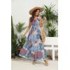 imageOSTOO Womens 2025 Summer Boho Floral Print Tiered Casual Flowy Long Maxi DressBlue Purple Green Flower