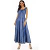 imageOSTOO Womens 2025 Summer Boho Floral Print Tiered Casual Flowy Long Maxi DressDeep Blue Denim
