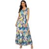 imageOSTOO Womens 2025 Summer Boho Floral Print Tiered Casual Flowy Long Maxi DressFloral Blue