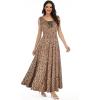 imageOSTOO Womens 2025 Summer Boho Floral Print Tiered Casual Flowy Long Maxi DressKhaki
