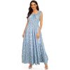 imageOSTOO Womens 2025 Summer Boho Floral Print Tiered Casual Flowy Long Maxi DressLight Blue Floral