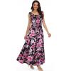 imageOSTOO Womens 2025 Summer Boho Floral Print Tiered Casual Flowy Long Maxi DressNavy Blue Flowers