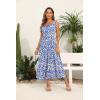 imageOSTOO Womens 2025 Summer Boho Floral Print Tiered Casual Flowy Long Maxi DressPrint Blue Geometry