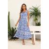 imageOSTOO Womens 2025 Summer Boho Floral Print Tiered Casual Flowy Long Maxi DressPrint Blue Geometry