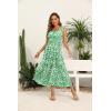 imageOSTOO Womens 2025 Summer Boho Floral Print Tiered Casual Flowy Long Maxi DressPrint Green Geometry