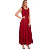 imageOSTOO Womens 2025 Summer Boho Floral Print Tiered Casual Flowy Long Maxi DressRed