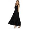 imageOSTOO Womens 2025 Summer Boho Floral Print Tiered Casual Flowy Long Maxi DressSolid Black