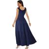imageOSTOO Womens 2025 Summer Boho Floral Print Tiered Casual Flowy Long Maxi DressSolid Navy