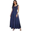 imageOSTOO Womens 2025 Summer Boho Floral Print Tiered Casual Flowy Long Maxi DressSolid Navy