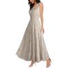 imageOSTOO Womens 2025 Summer Boho Floral Print Tiered Casual Flowy Long Maxi DressGrey White