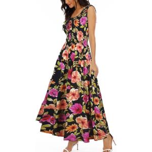imageOSTOO Womens 2025 Summer Boho Floral Print Tiered Casual Flowy Long Maxi DressBlack Flowers