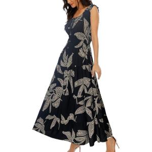 imageOSTOO Womens 2025 Summer Boho Floral Print Tiered Casual Flowy Long Maxi DressBlack Leaf Flower
