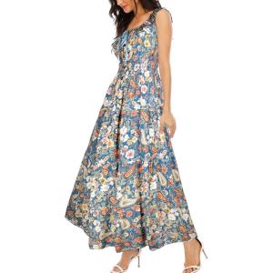imageOSTOO Womens 2025 Summer Boho Floral Print Tiered Casual Flowy Long Maxi DressBlue Cashew Floral