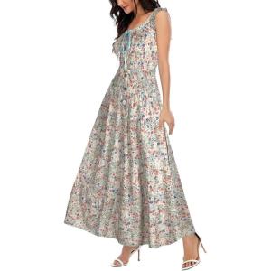imageOSTOO Womens 2025 Summer Boho Floral Print Tiered Casual Flowy Long Maxi DressBlue Flower