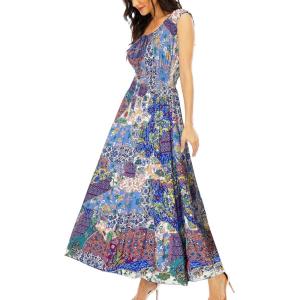 imageOSTOO Womens 2025 Summer Boho Floral Print Tiered Casual Flowy Long Maxi DressBlue Purple Green Flower