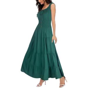 imageOSTOO Womens 2025 Summer Boho Floral Print Tiered Casual Flowy Long Maxi DressDark Green