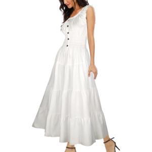 imageOSTOO Womens 2025 Summer Boho Floral Print Tiered Casual Flowy Long Maxi DressOffwhite