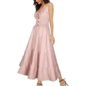 imageOSTOO Womens 2025 Summer Boho Floral Print Tiered Casual Flowy Long Maxi DressPink Denim
