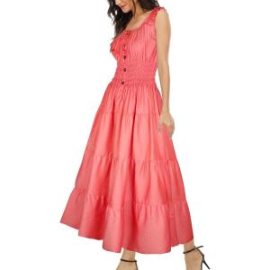 imageOSTOO Womens 2025 Summer Boho Floral Print Tiered Casual Flowy Long Maxi DressTangerine
