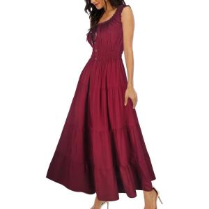 imageOSTOO Womens 2025 Summer Boho Floral Print Tiered Casual Flowy Long Maxi DressWine Red