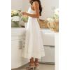 imagechouyatou Womens Adjustable Strap Midi Long Denim Dress 2025 Button Down ALine Swing Flowy Jean DressOffwhite