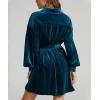 imagechouyatou Womens Elegant Long Sleeve Button Down Velvet Shirt Mini Dress with BeltBlue Green