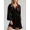 imagechouyatou Womens Elegant Long Sleeve Button Down Velvet Shirt Mini Dress with BeltBrown