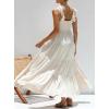 imagechouyatou Womens Summer Spaghetti Strap Maxi Dress Sexy VNeck Shirred Tiered Tunic Beach DressApricot