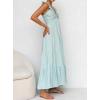 imagechouyatou Womens Summer Spaghetti Strap Maxi Dress Sexy VNeck Shirred Tiered Tunic Beach DressLight Blue