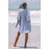 imagechouyatou Womens Summer VNeck Casual Striped Midi Shirt Dress Tiered Boho Beach Tunic Babydoll DressBlue