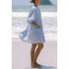 imagechouyatou Womens Summer VNeck Casual Striped Midi Shirt Dress Tiered Boho Beach Tunic Babydoll DressBlue