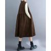 imagechouyatou Women Button Down Sleeveless Corduroy Overall Dress Jumper Midi Babydoll Tank Dress with PocketBrown