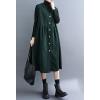 imagechouyatou Women Button Down Sleeveless Corduroy Overall Dress Jumper Midi Babydoll Tank Dress with PocketGreen