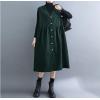 imagechouyatou Women Button Down Sleeveless Corduroy Overall Dress Jumper Midi Babydoll Tank Dress with PocketGreen