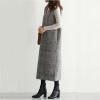 imagechouyatou Womens Fall Winter Plaid Wool Overall Dress Casual Business Sleeveless Midi Tank Vest DressGrey