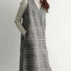 imagechouyatou Womens Fall Winter Plaid Wool Overall Dress Casual Business Sleeveless Midi Tank Vest DressGrey