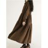 imagechouyatou Womens Vintage Corduroy Babydoll Dress ALine Tiered Maxi Long Dress with PocketsBrown