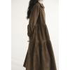 imagechouyatou Womens Vintage Corduroy Babydoll Dress ALine Tiered Maxi Long Dress with PocketsBrown