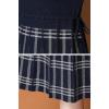 imagechouyatou Womens Vintage Plaid Checkered Color Block A Line Pleated Knitted Sweater Midi Long DressNavy