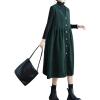 imagechouyatou Women Button Down Sleeveless Corduroy Overall Dress Jumper Midi Babydoll Tank Dress with PocketGreen