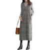 imagechouyatou Womens Fall Winter Plaid Wool Overall Dress Casual Business Sleeveless Midi Tank Vest DressGrey