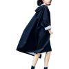 imagechouyatou Womens Casual Hooded Denim Jacket Open Front Loose Fit Boyfriend Jean Long Trench Coat with HoodBlack